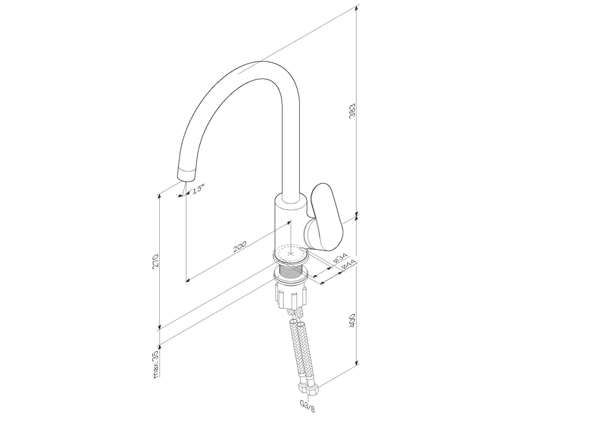 Смеситель для кухни элегантный ЧЕРНЫЙ  F8007122  LIKE АМ.РМ