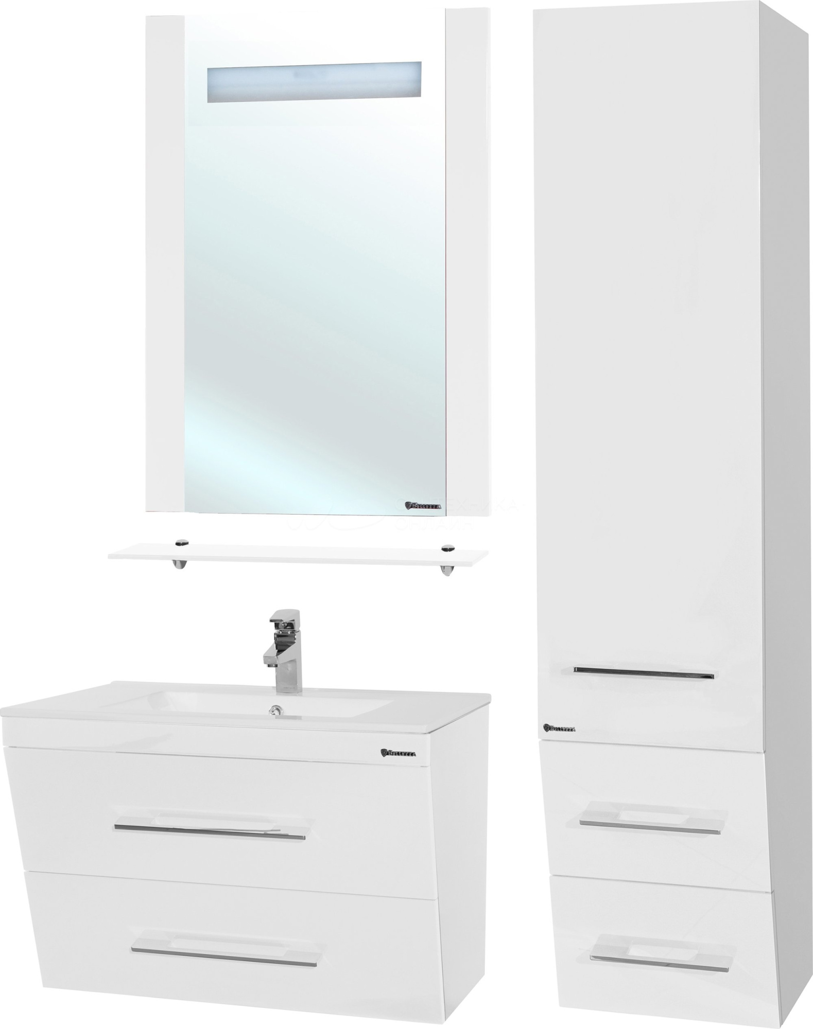 Берта-60 Тумба подвесная с 2 ящ. белая Куадро H + Умывальник 