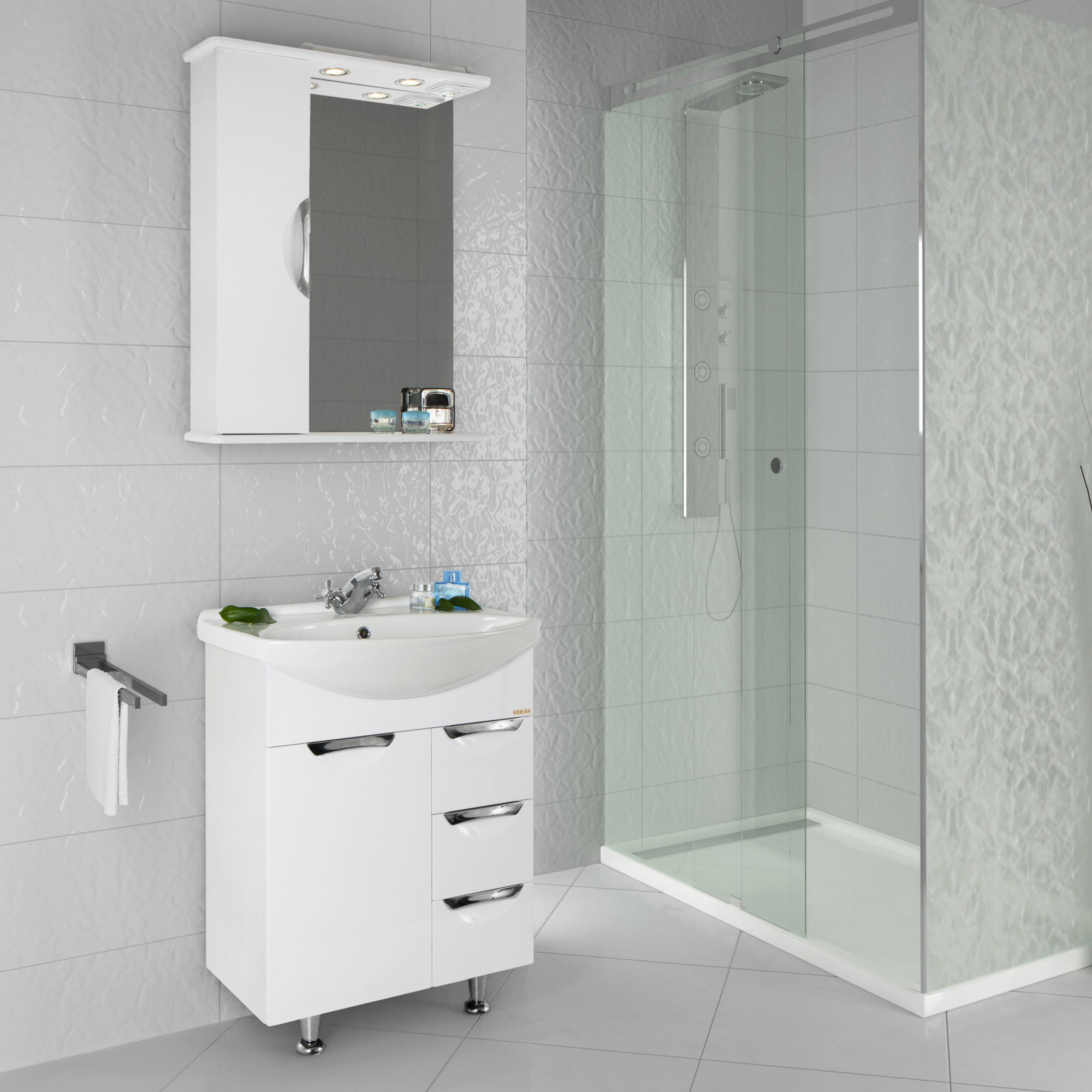 Лира 65/Я Тумба с ящиками+умывальник Лагуна 65.VOD-OK