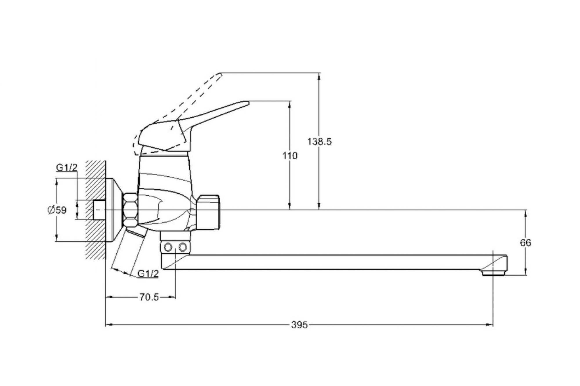 Смеситель для ванны с душем G-lauf KLO7-A149 (1/2; керам.;длин.