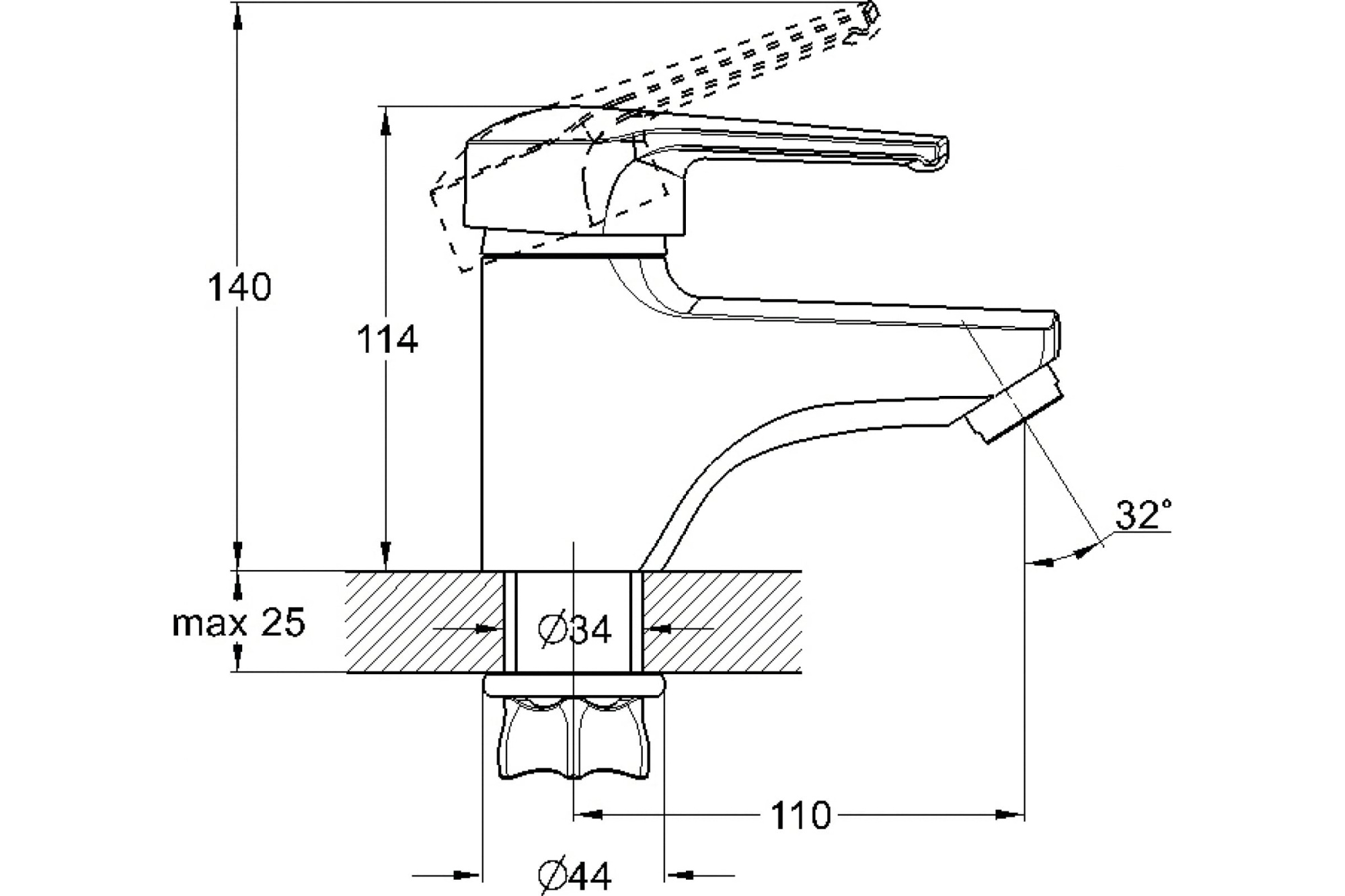 Смеситель для раковины (умывальника) G-lauf SIT1-A182  SOLONЕ  D40 на гайке