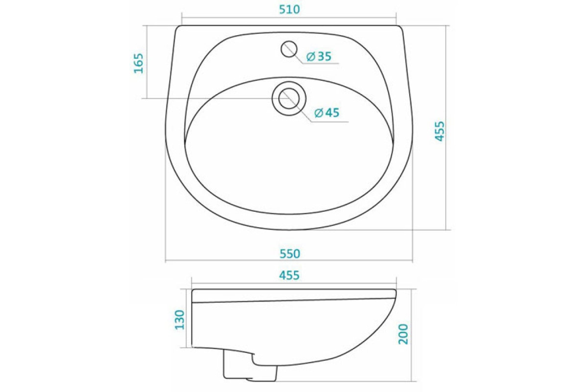 Бриз-55 Умывальник SANTEK 1WH110460 (под пьедестал БИЦ)