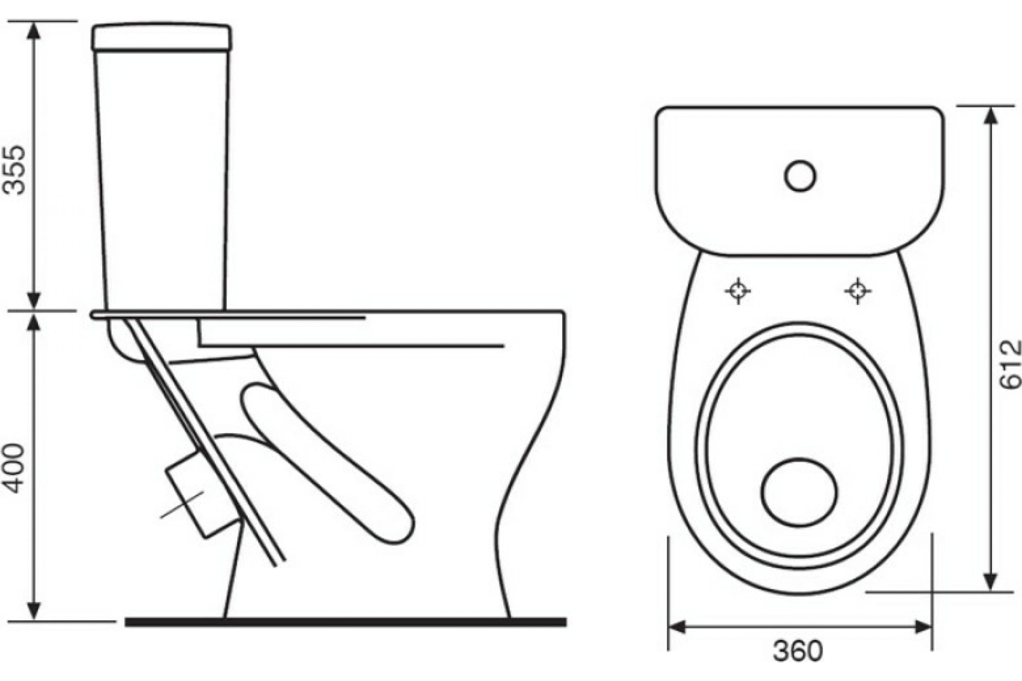 Унитаз-компакт Стандарт комфорт (кос. вып.,ниж.подв.,1-реж.арм.AlcaPlast, сид.дюро м/л ), SANITA