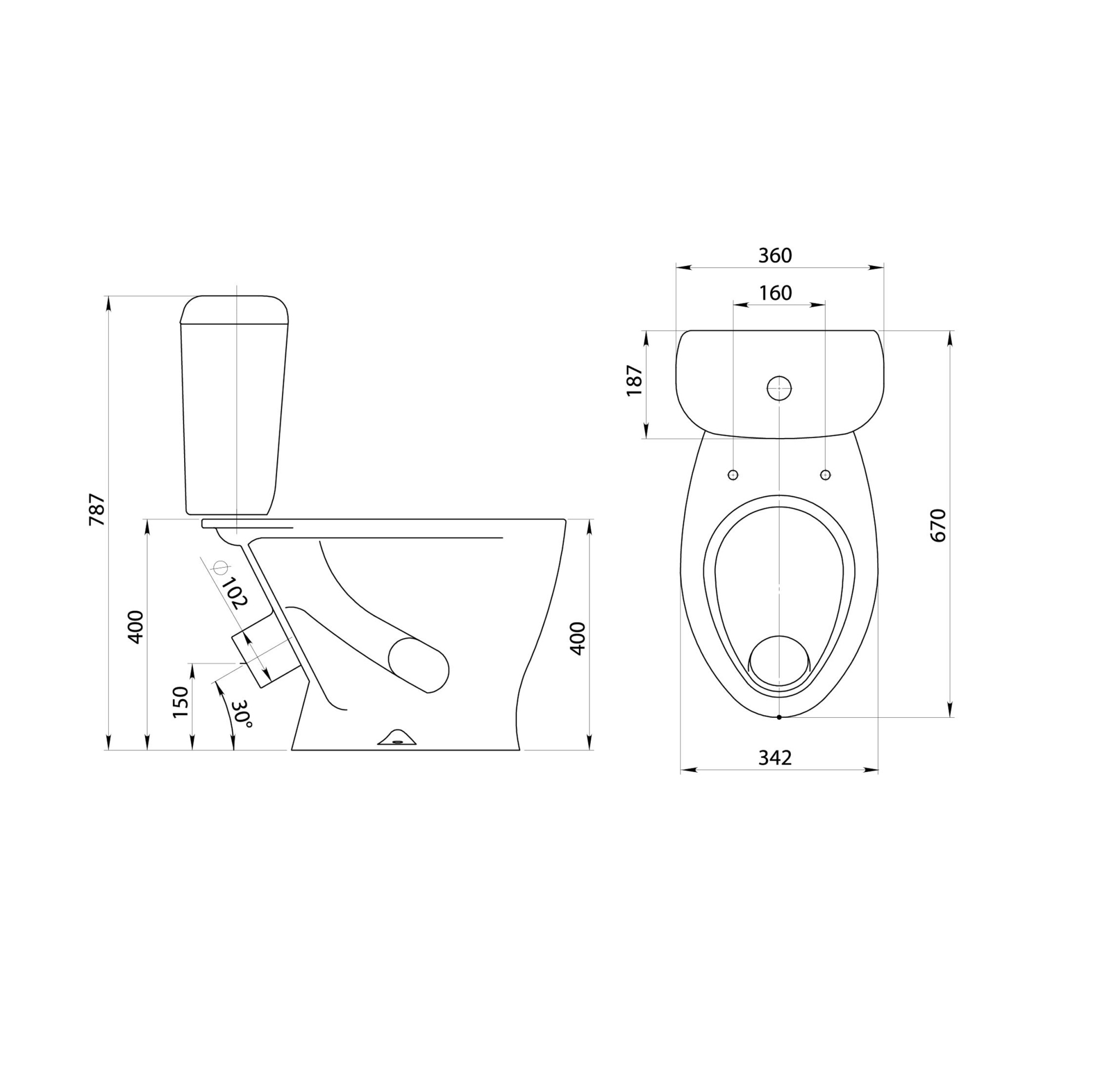 Унитаз-компакт Орион белый (косой вып., ниж.подв., 1-реж.арм., сид. полипропилен), SANTERI