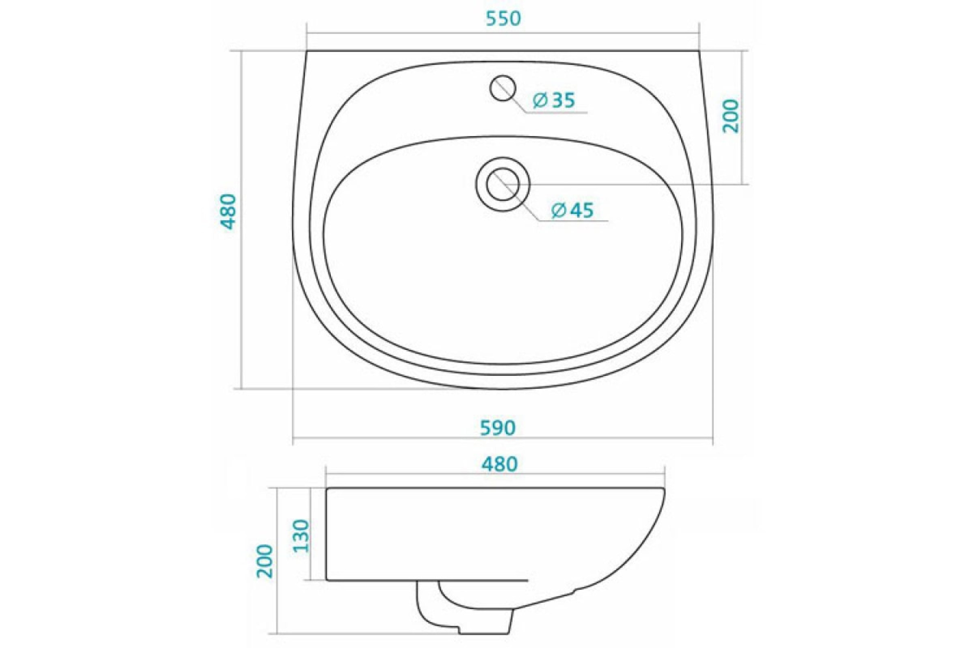 Анимо-60 Умывальник  с отверст., SANTEK (1.WH11.0.508)