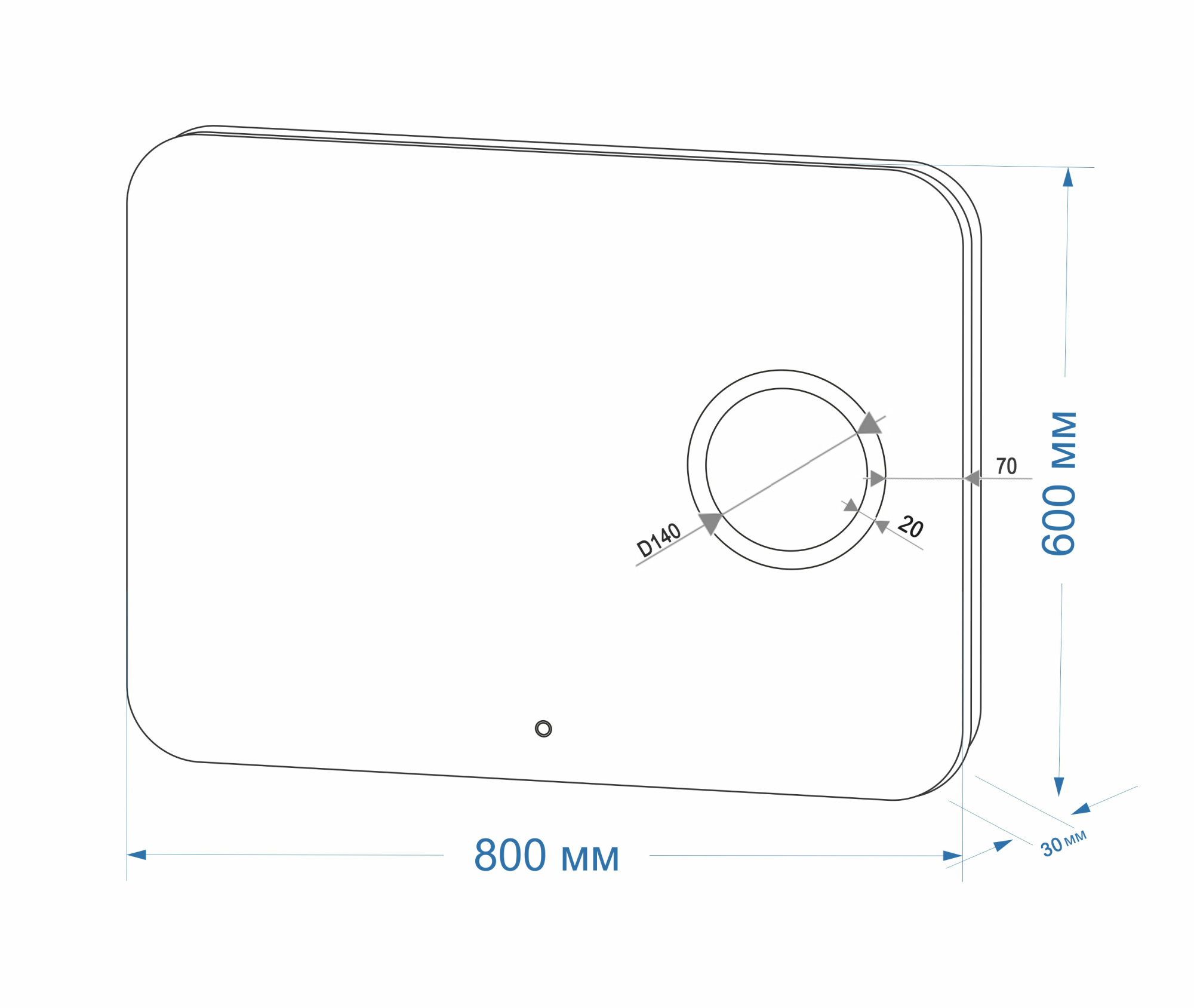 Зеркало Elegant Led 800*600 (сенсор.вык.линза,подсветка)