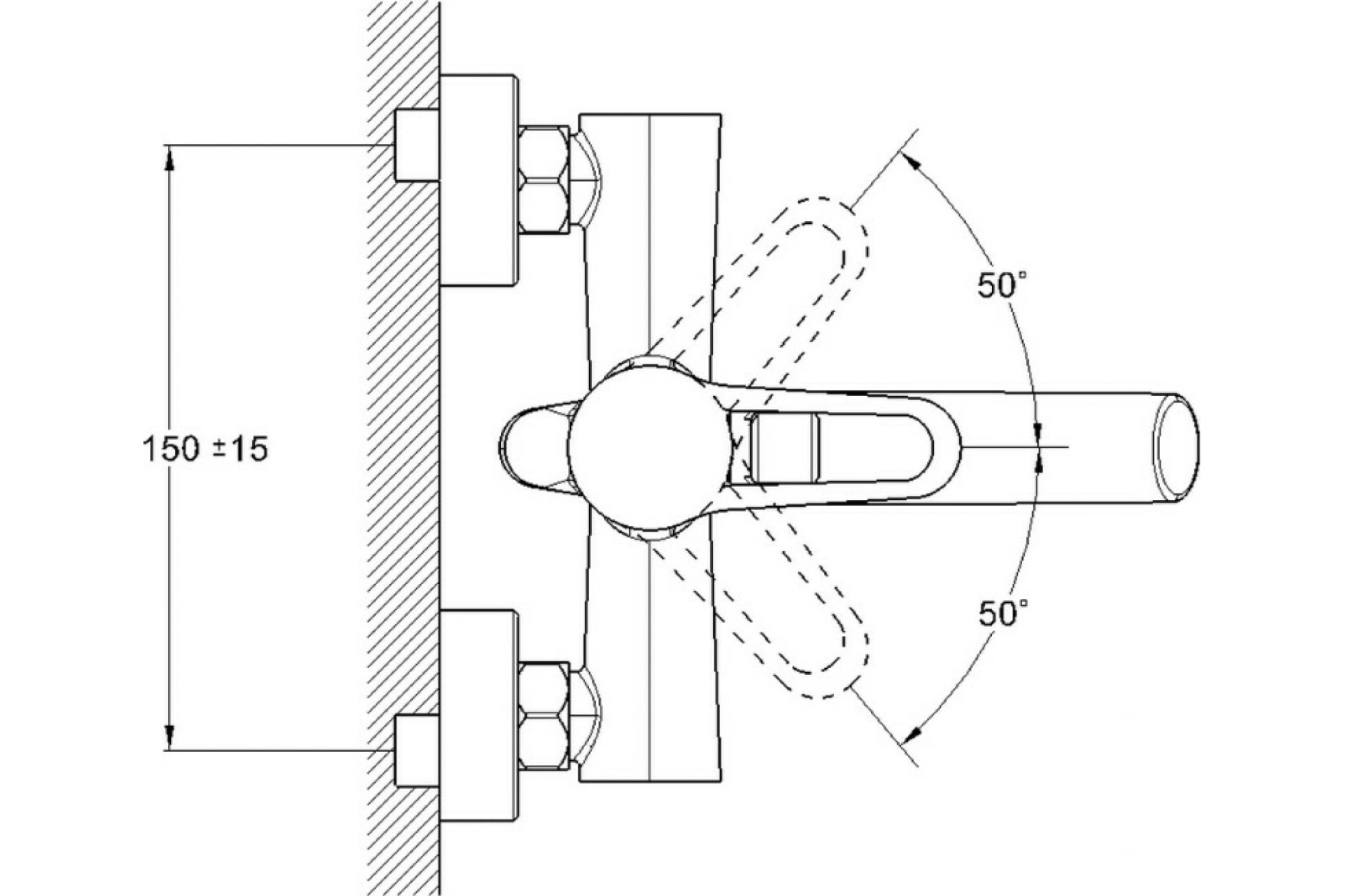 Смеситель для ванны с душем G-lauf NUD3-A045 (D35 с литым пов.изливом 150мм)