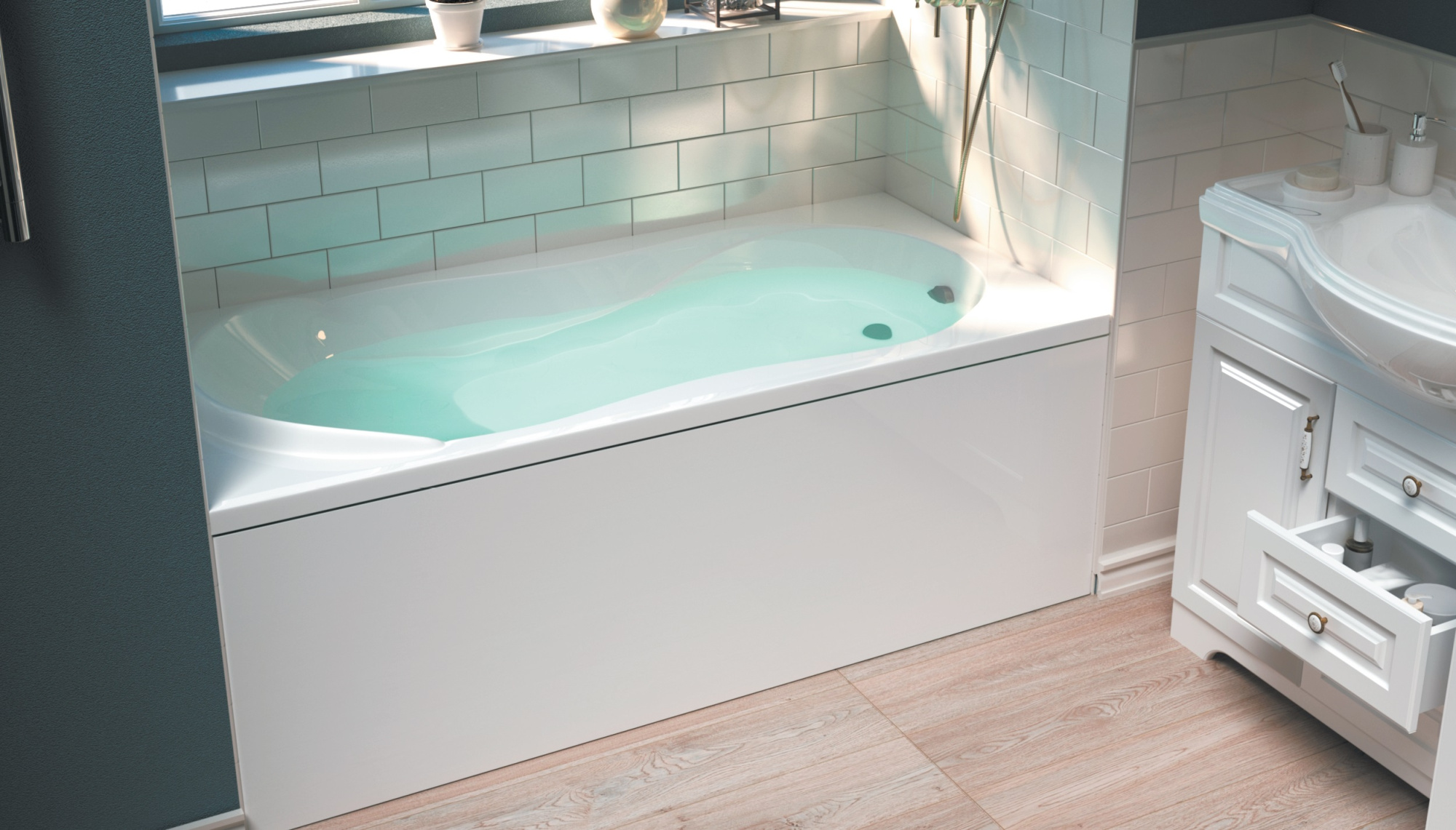 Ванна акрил 1MARKA ENNA 170*75 +каркас+панель без сифона