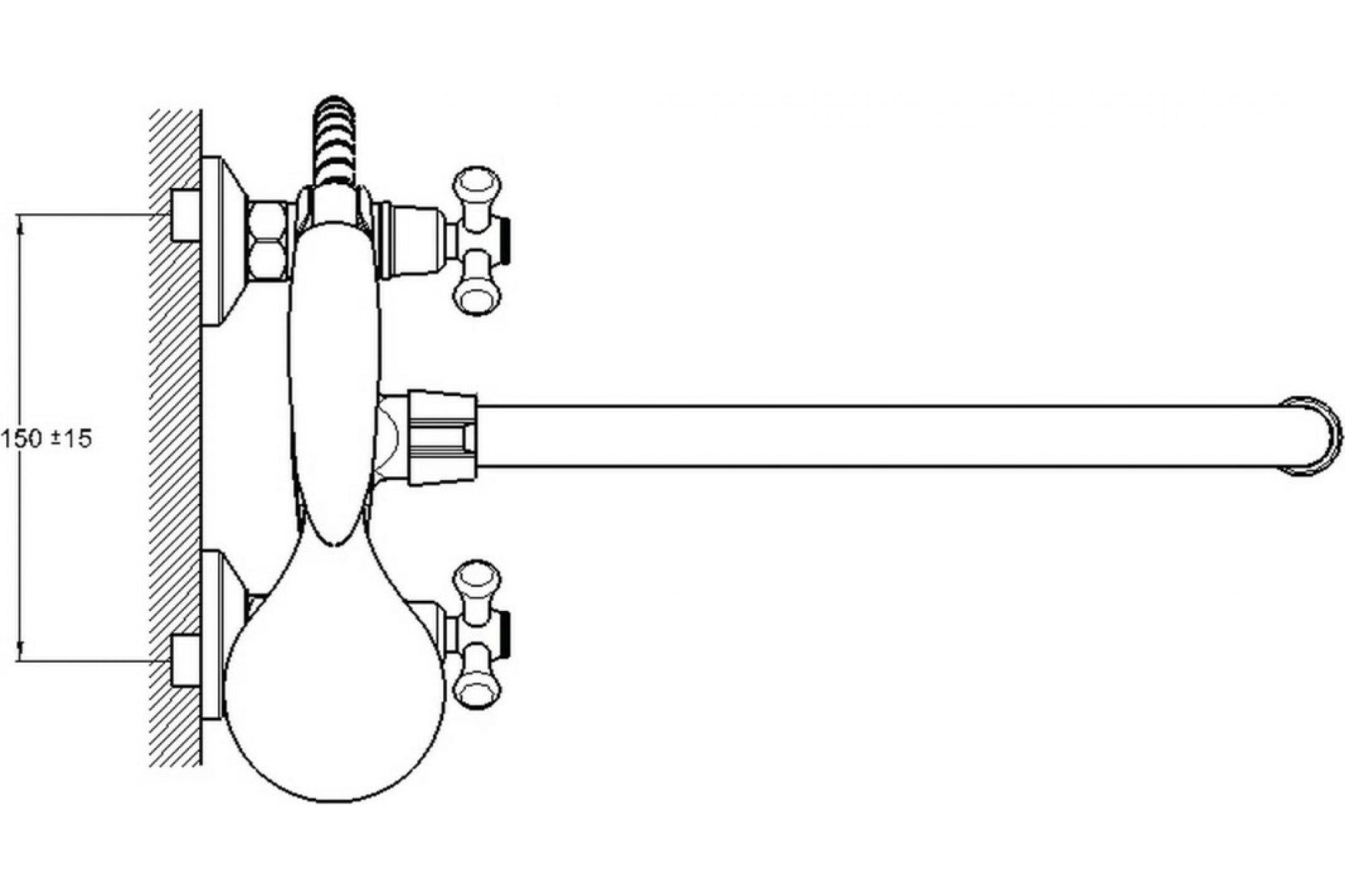 Смеситель для ванны с душем G-lauf QML7-A827 (1/2; керам. карт. переключение в корпусе)
