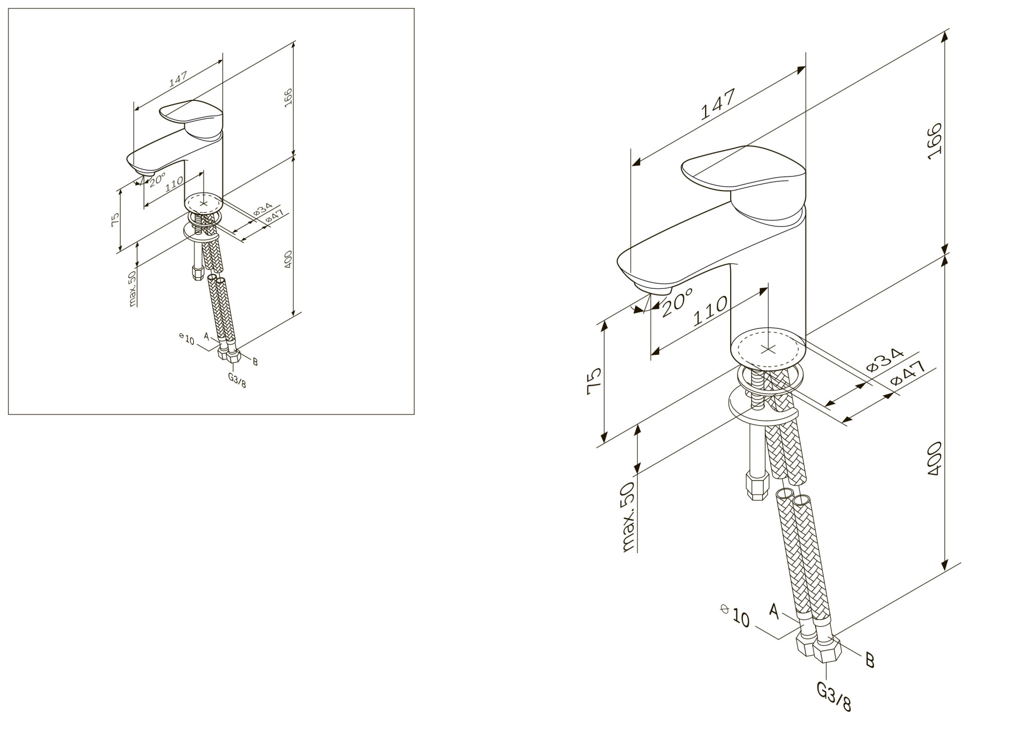 Смеситель для умывальника, излив 110мм, ХРОМ  F8093016  LIKE АМ.РМ