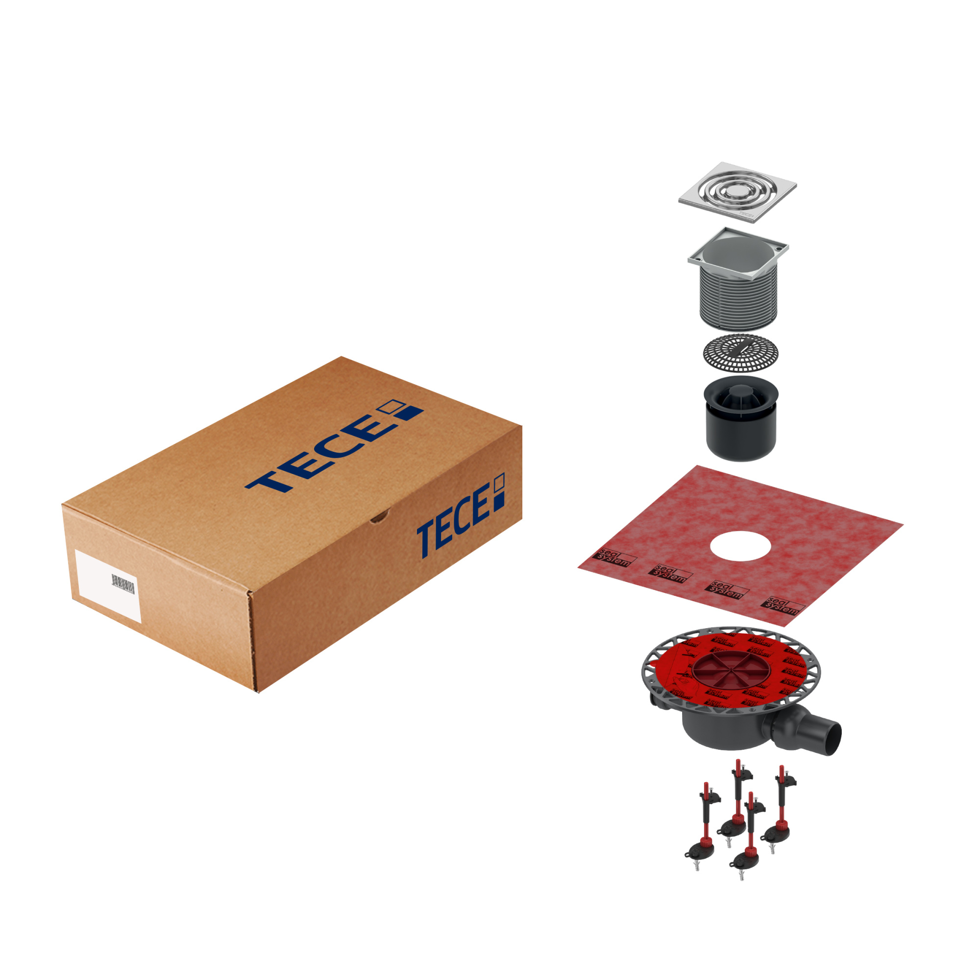 TECE Комплект точечного трапа с сифоном DN 50, с декоративной решеткой̆ KDP-S120