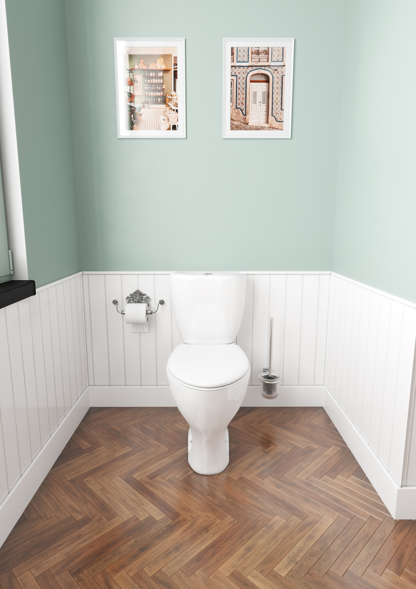 Унитаз-компакт Воротынский (косой вып., нижн.подв., 1-реж.арм., сид.полипропилен), SANTERI