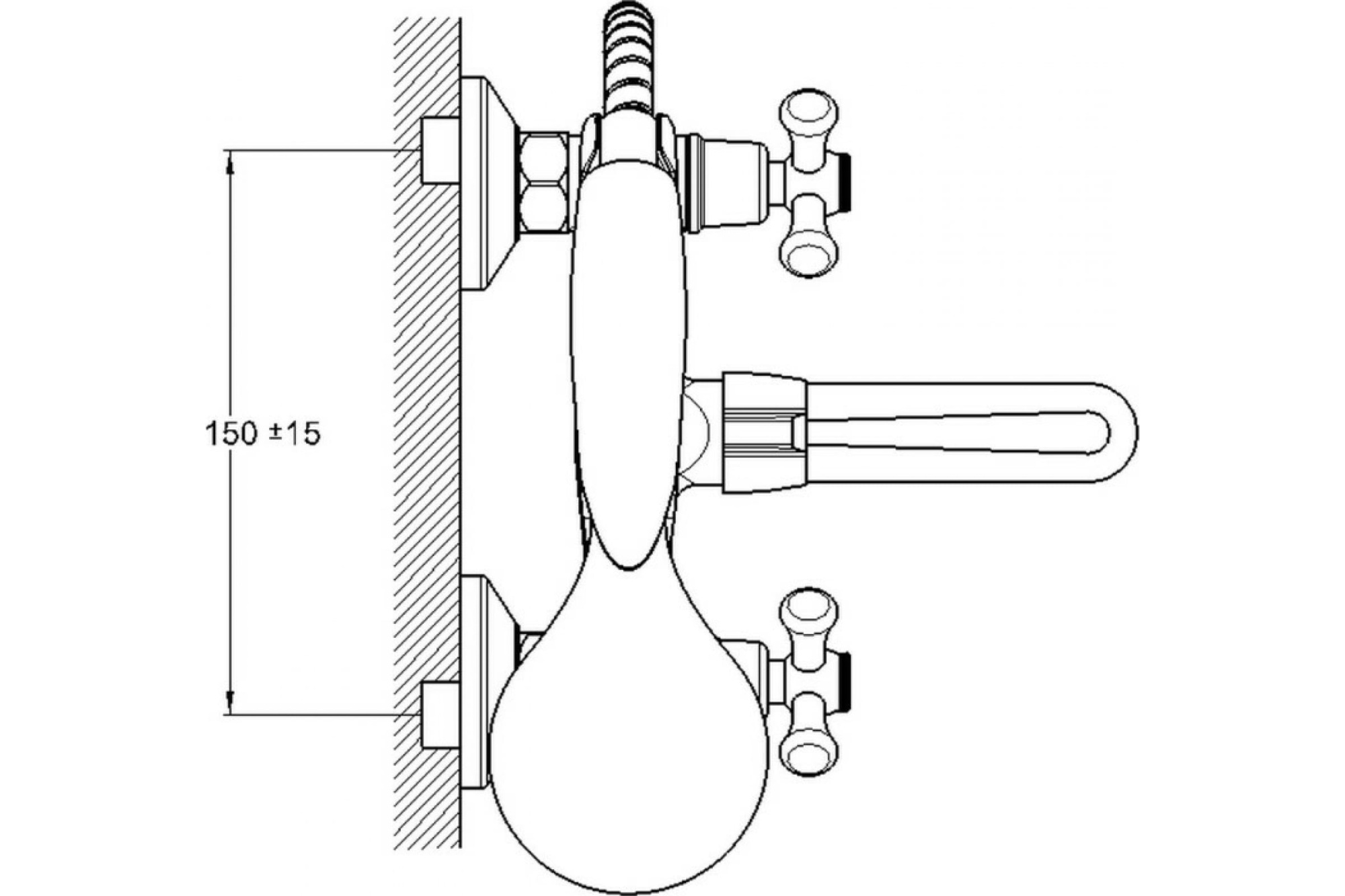 Смеситель для ванны с душем G-lauf QML3-A827 (1/2 керам, кор.излив переключение на корп.)