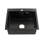 FABIA PROFI Мойка врезная 50х45см ГРАФИТ толщ.-3,0 х 0,8мм + большой сифон + корзина 50453G*