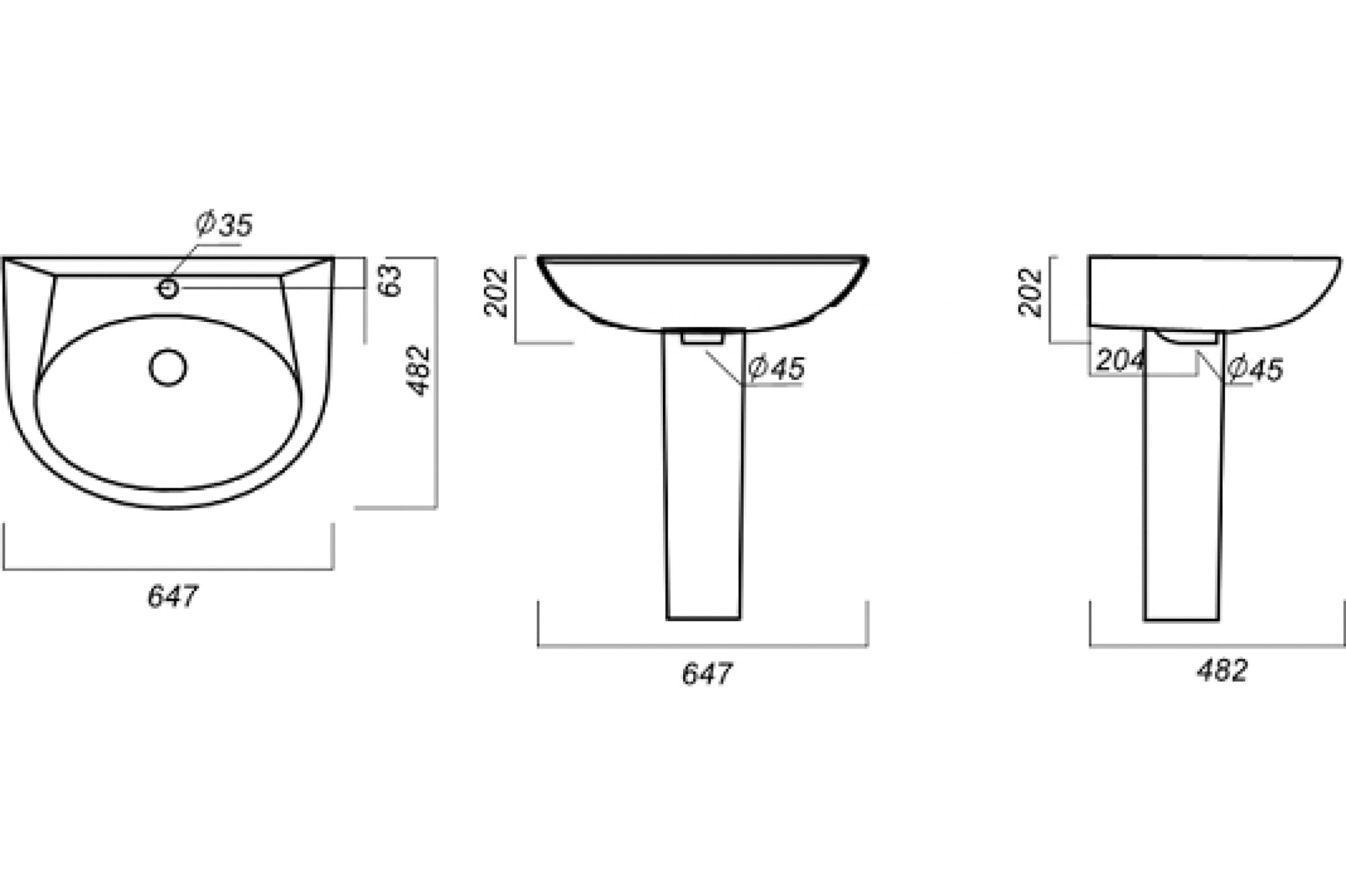 CLASSIC LUXE Умывальник 64,5*48,5см., белый SANITA LUXE
