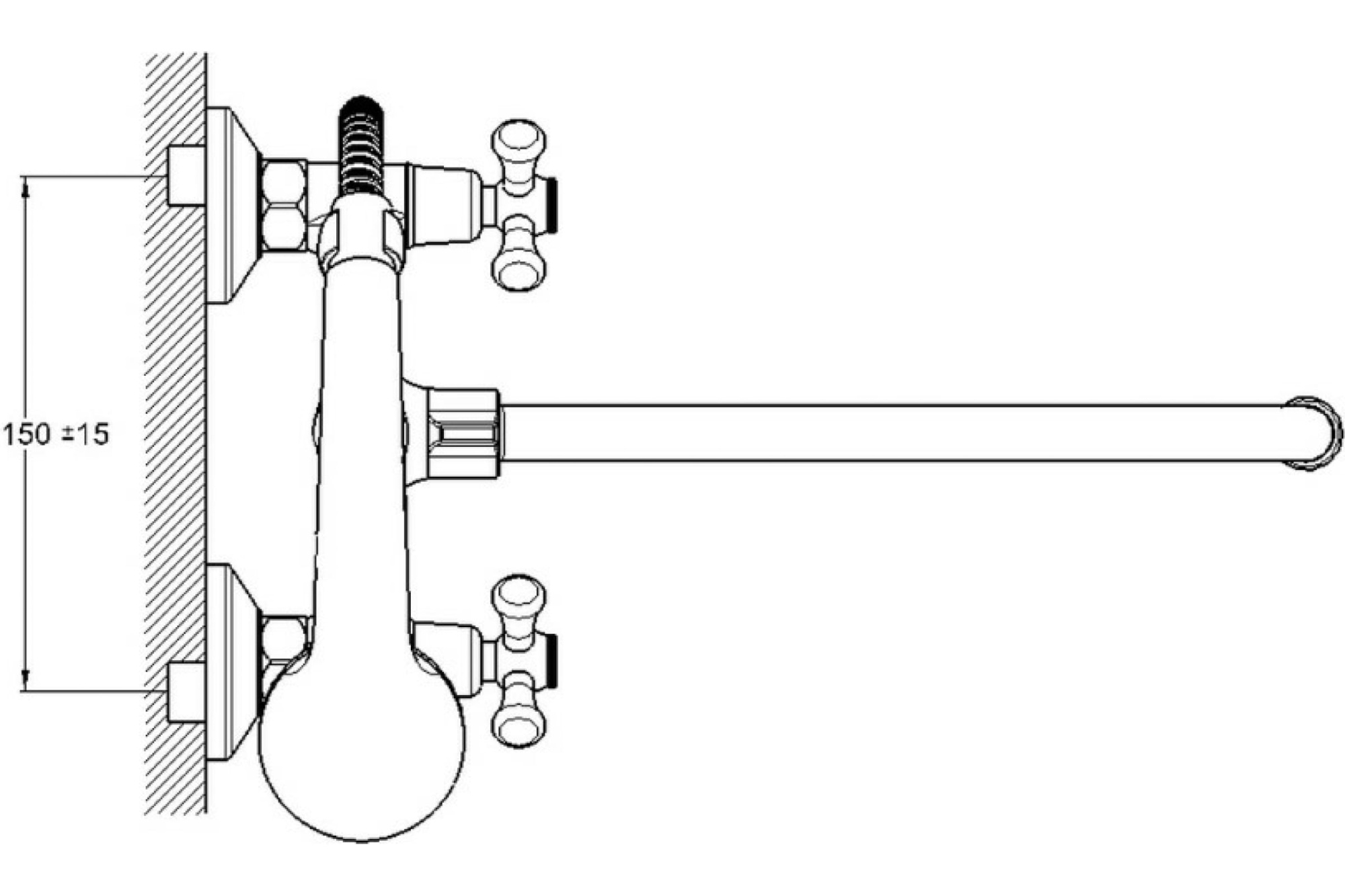 Смеситель для ванны с душем G-lauf QMT7-A722 (1/2; керам. круглый длин.излив)