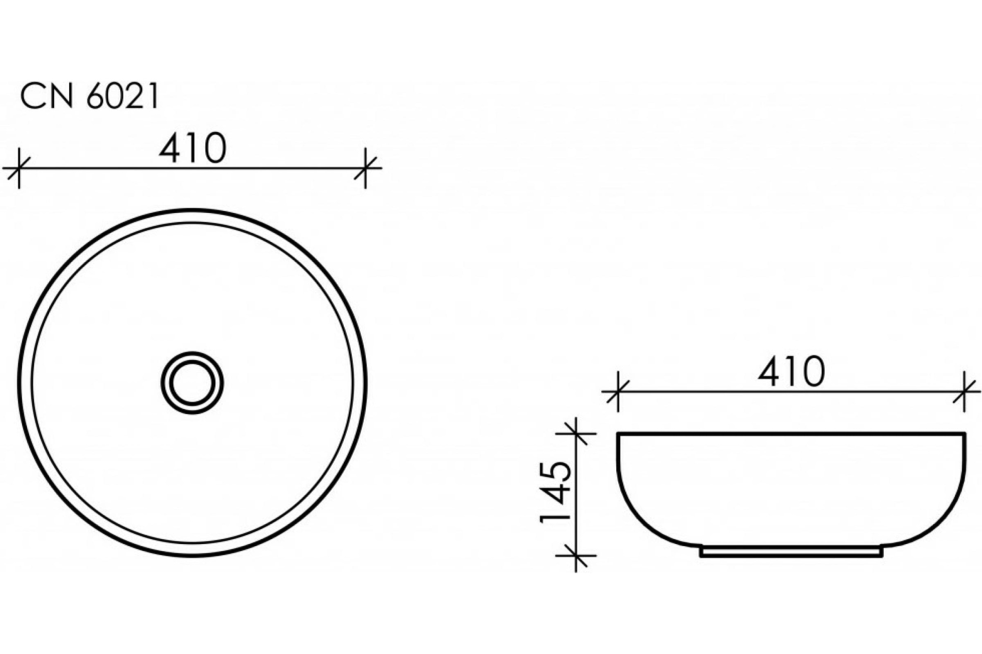 Раковина накладная Element CN6021 410*410*145 белая, Ceramica Nova
