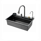 Мойка многофункц. ПРОФСАН PSM-9951GR 750х460х200мм (+кран д/питьев.воды, автом.слив,водопад) ГРАФИТ