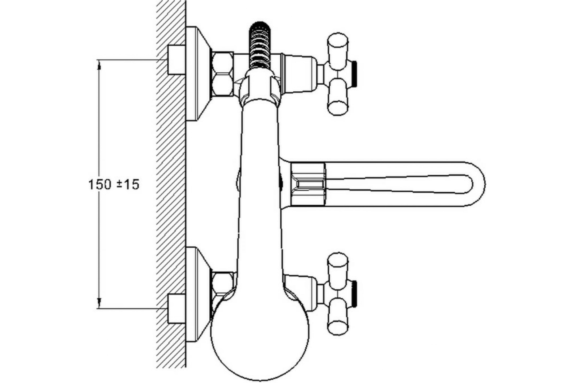 Смеситель для ванны с душем G-lauf QMT3-A722 (1/2; керам.кор.излив переключение на корпусе)